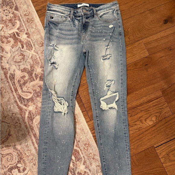 KanCan Light Blue Distressed Skinny Jeans - Picture 1 of 4